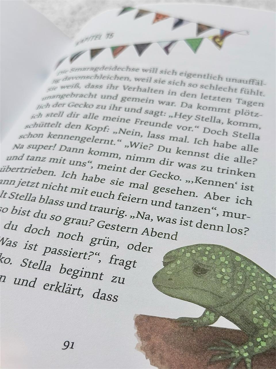 Illustration und Buchseite aus Stella sucht Freunde
